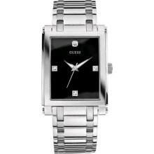 Guess Men's U11007G1 Silver Stainless-Steel Quartz Watch with Bla ...