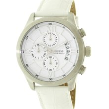 Guess Men's U12637G2 White Leather Quartz Watch with White Dial ...