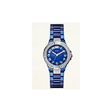 GUESS Status In The Round Blue Watch translucent poly Band Style #U0021L1 Lady