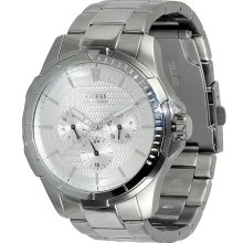 Guess Textured Dial Watch In Silver