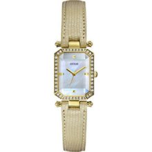 Guess Watch Proposal Ladies Gold Rectangular Cz W0108l2 Bracelet Gift