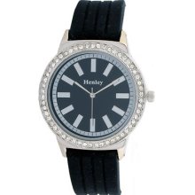 Henley Ladies Sparkly Watch With Black Rubber Strap