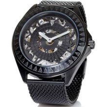 Hsn Timepieces By Randy Jackson Men's Mechanical Mesh Black Strap Watch $1095