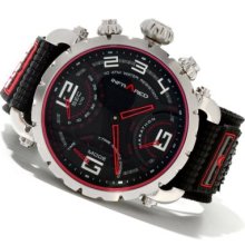 Infrared Men's Red Marathon Swiss Mechatronic Quartz Chronograph Nylon Strap Watch