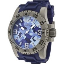 Invicta 1096 Stainles Steel Ex. Diver Quartz Blue Camo Dial Rubber Strap.Unboxed