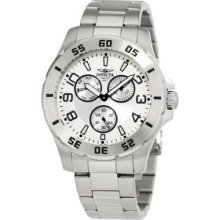 Invicta 1441 Stainless Steel Quartz Day Date Silver Tone Dial