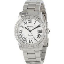 Invicta Ladies Angel Stainless Steel Case and Bracelet Silver Tone Dial Crystals 14373