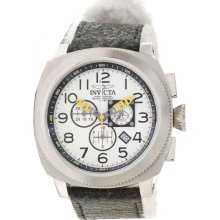 Invicta Men's Aviator Stainless Steel Case Cloth and Leather Bracelet White Tone Dial 12314