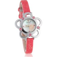 Julius LG-060 Flower Dial Women's Watch with Diamond Decoration (Red)