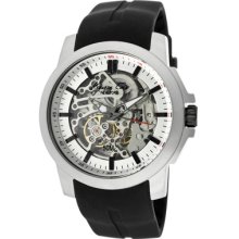 Kenneth Cole Watches Men's Silver Skeletonize Dial Black Rubber Black