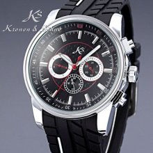 Ks 6 Hands Automatic Mechanical 12/24hrs Date Day Mens Sport Wrist Watch + Box