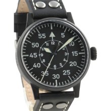 Laco Kassel Black PVD Swiss Quartz Pilot Watch with Sapphire Crystal