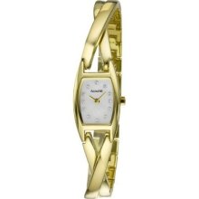 Ladies Accurist Gold Tone Semi Bangle Watch Lb1434p