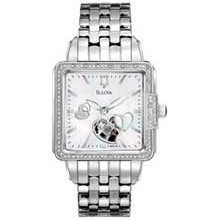 Ladies' Bulova Automatic Watch with Square Mother-of-Pearl Dial (Model: 96R155) bulova