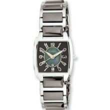 Ladies Chisel Black Ceramic Square Dial Watch