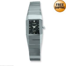 Ladies Chisel Tungsten Black CZ Dial Wrist Watch (Each)