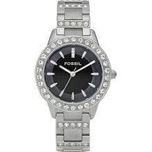 Ladies Fossil Three Hand Glitz Black Dial Watch