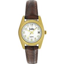 Ladies' Goldtone & Brown Leather Watch