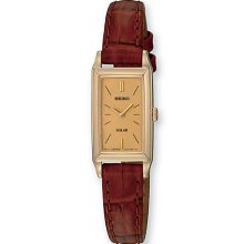 Ladies' Goldtone Brown Leather Dress Watch