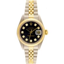 Ladies Rolex Datejust Watch 79173 Genuine Rolex Black Dial