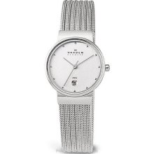 Ladies Skagen Mesh Silver Dial Date Stylish Adjustable 355SSS1