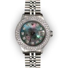 Ladies Stainless Steel Tahitian MoP Beadset Bezel Rolex Datejust