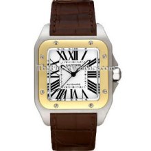 Large Cartier Santos 100 Mens Two-Tone Watch W20072X7