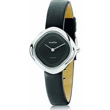 Liquid Steel Watch - Black Dial / Black Leather Strap