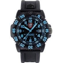 Luminox Women's Colormark Midsize Black Carbon Watch - Black Dial/Blue Numbers - Black Rubber Strap - L7053