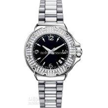 Luxury Ladies Diamond Formula One F1 Black Dial Steel Lady Wristwatc