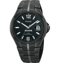 Men`s Dress Sport Pulsar Watches W/ Black Ip Bracelet