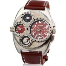 Menâ€™s Watch: New Two-dial Quartz Analog Sports Watch Brown