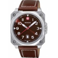 Mens Aerograph Cockpit by Wenger - Stainless Steel - Brown Dial -