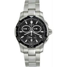 Men's Alliance Chronograph Stainless Steel Case and Bracelet Black Tone Dial Dat