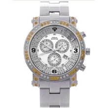 Mens Aqua Master Watch White Yellow Diamonds 3.60ct