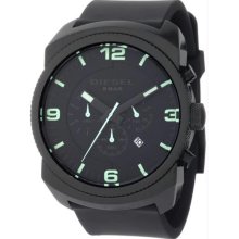 Men's Black Stainless Steel Case Chronograph Black Dial Black Polyuret