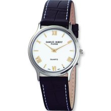 Mens Charles Hubert Leather Band Off White Dial Super Slim Watch