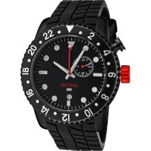 Men's Classic GMT Black Dial Black IP Case Black Silicone