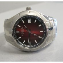 Mens Fossil Sports Watch Stainless Steel Red Dial Am-4056