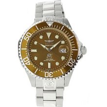 Men's Grand Diver Stainless Steel Case and Bracelet Green Tone DIal Date Display