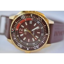 Mens Invicta 7357 Signature Ii Brown Rubber Gold Bezel Sport Watch