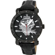 Men's Just bling.12 Diamonds watch Stainless Steel Black Case Skull JB-8100L-J