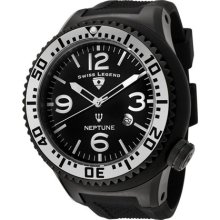 Men's Neptune Black Dial Silver Bezel Black Rubber ...