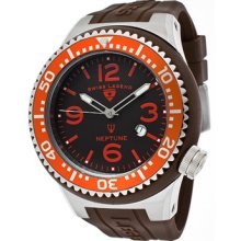 Men's Neptune Brown Dial Orange Bezel Brown Silicone ...