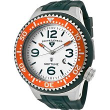 Men's Neptune White Dial Orange Bezel Teal Silicone ...