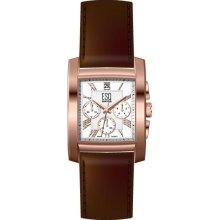 Men's Prescott Stainless Steel Chronograph Silver Dial Leather Strap