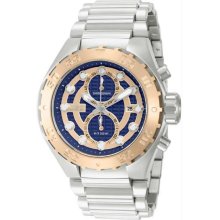 Men's Pro Diver Chronograph Stainless Steel Case and Bracelet Rose Gold and Blue