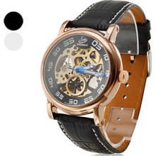 Men's Roman Numbers Style Alloy Analog Automatic Wrist Watch (Black)