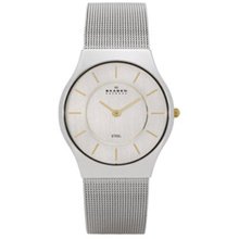 Men's Skagen Two-Tone Dial Stainless Steel Mesh Bracelet Watch (Model: