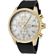 Men's Specialty Chronograph Light Silver Textured Dial Black Polyurethane